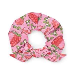 Strawberry Print Recycled Scrunchie